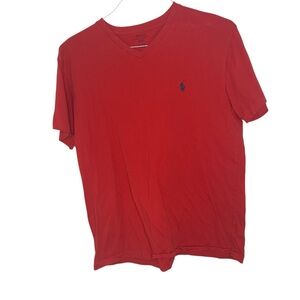 Polo by Ralph Lauren Men's Red V-Neck T-Shirt